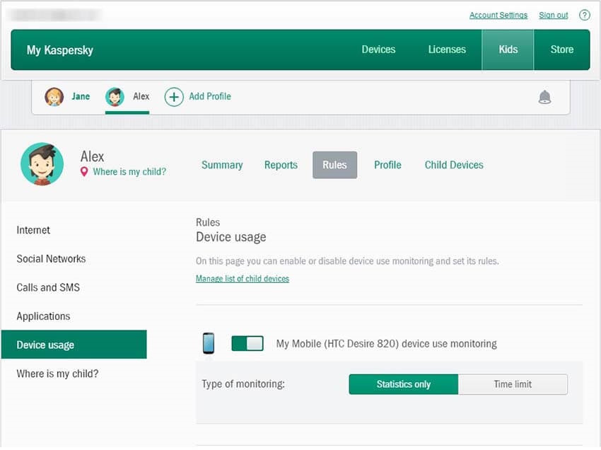 kaspersky-safe read someone text messages without knowing